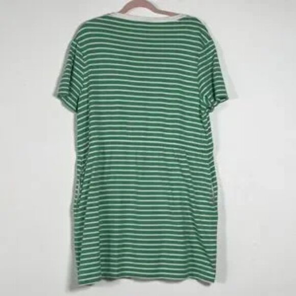 Draper James T-Shirt Mini Dress Sz XL Green Striped Short Sleeve Drawstring - Picture 3 of 6